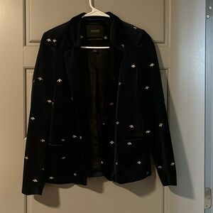 NWT velvet blazer w/ bees
